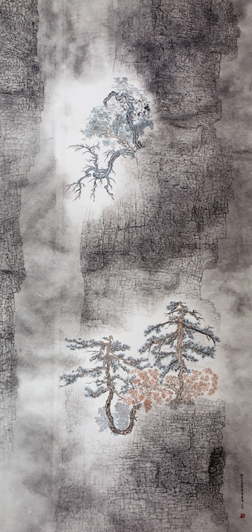 Zhi Guan, 2018, Deep and Secluded Valley, Ink and colour on paper