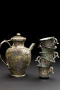 China, Bronze Ewer and Five Cups