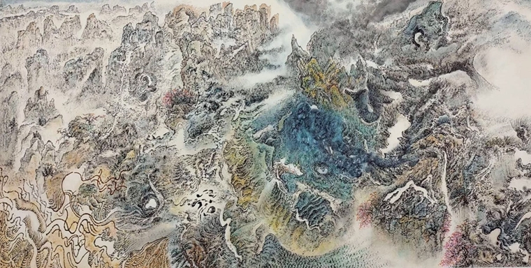Kui Ting Leung, 2020, Beyond the Range, Ink and colour on paper