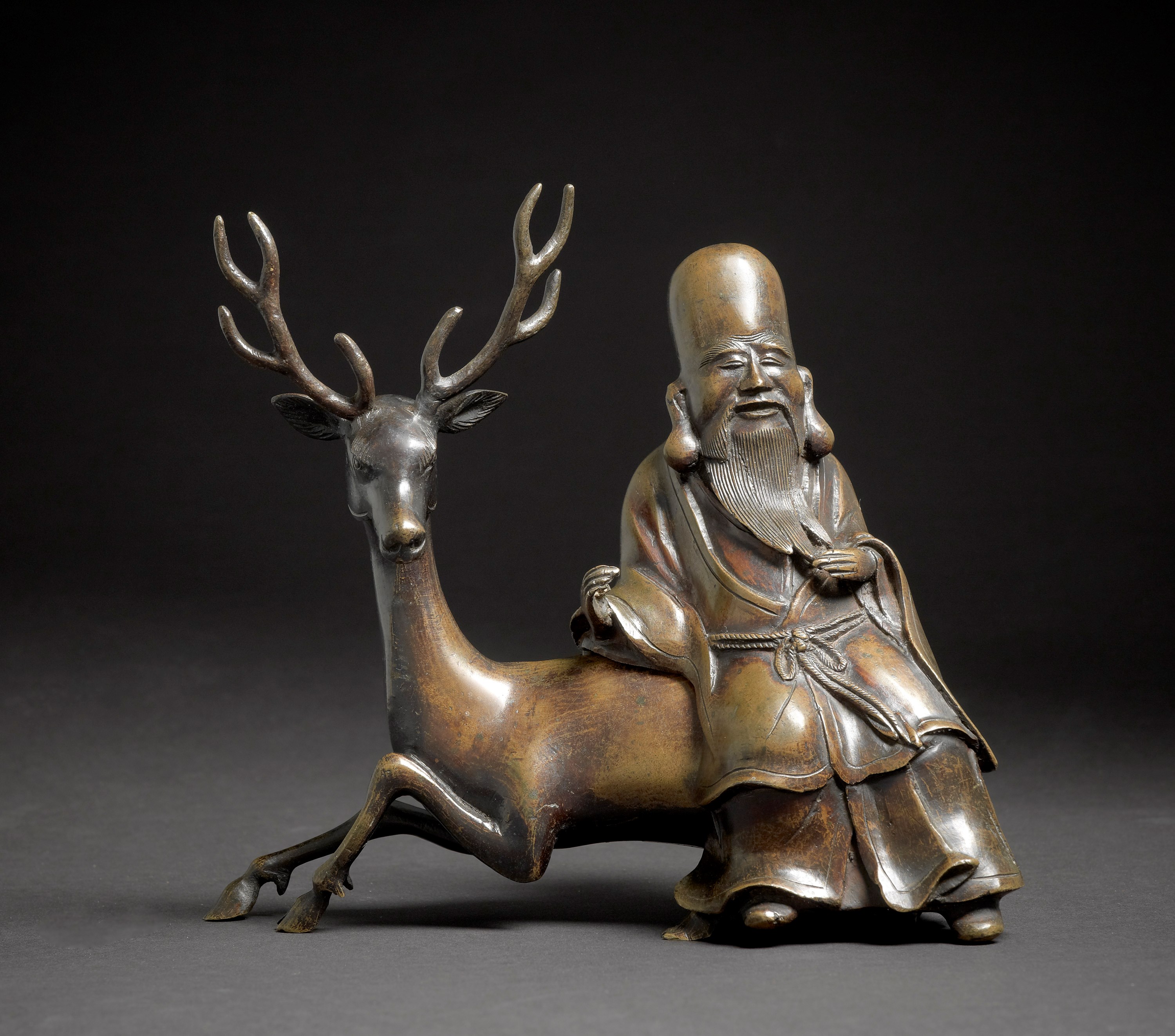 Bronze Figure of a Shoulao China, Ming Dynasty, c. 1600 - Bronze 