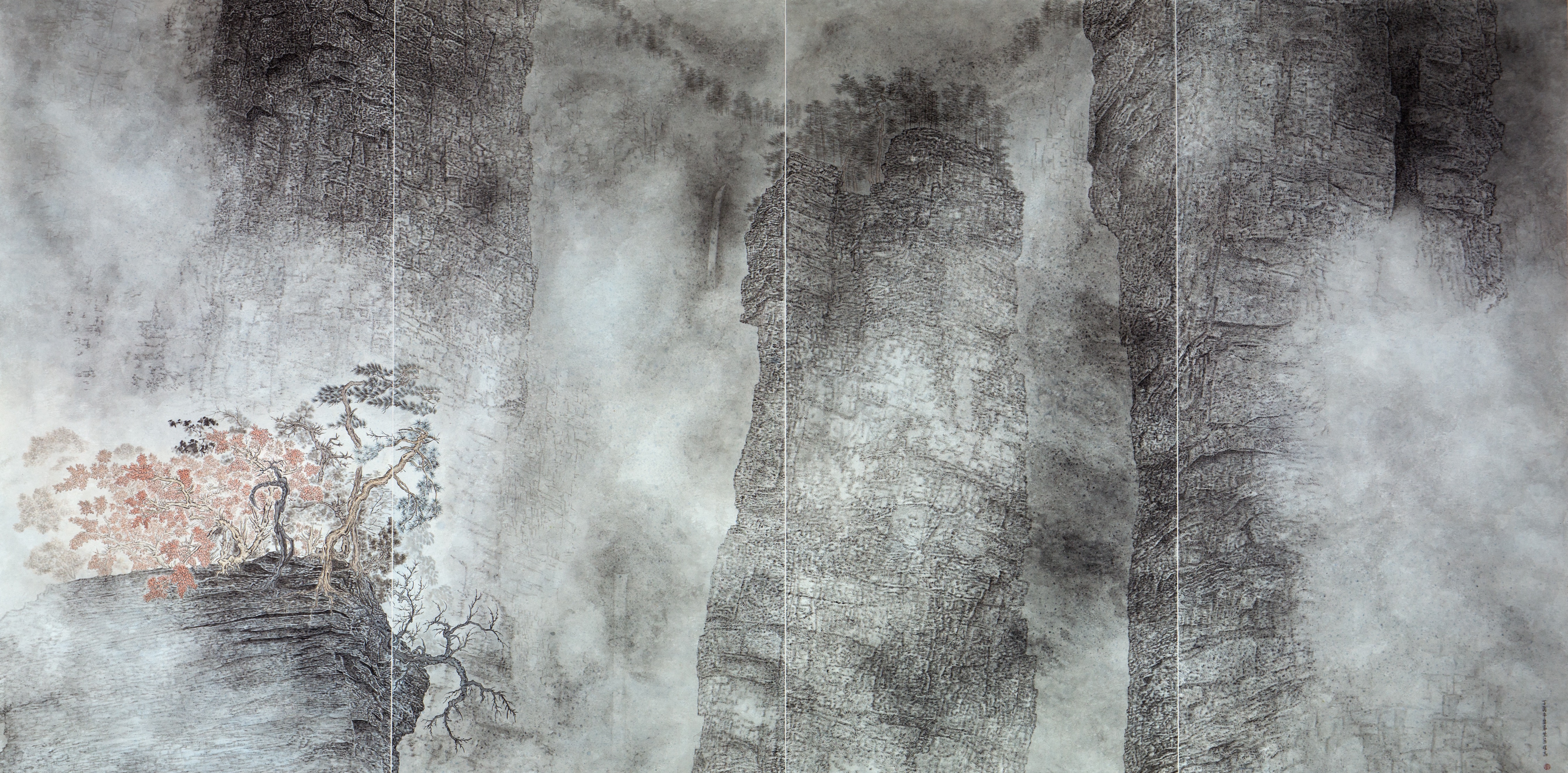 Mighty Peaks Standing in Mist