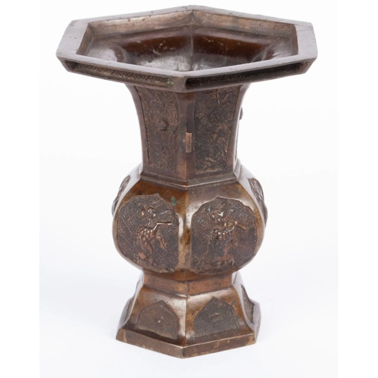 17th - 18th century, Japan, Edo period or earlier, 17th century, Bronze Flower Vessel, Bronze