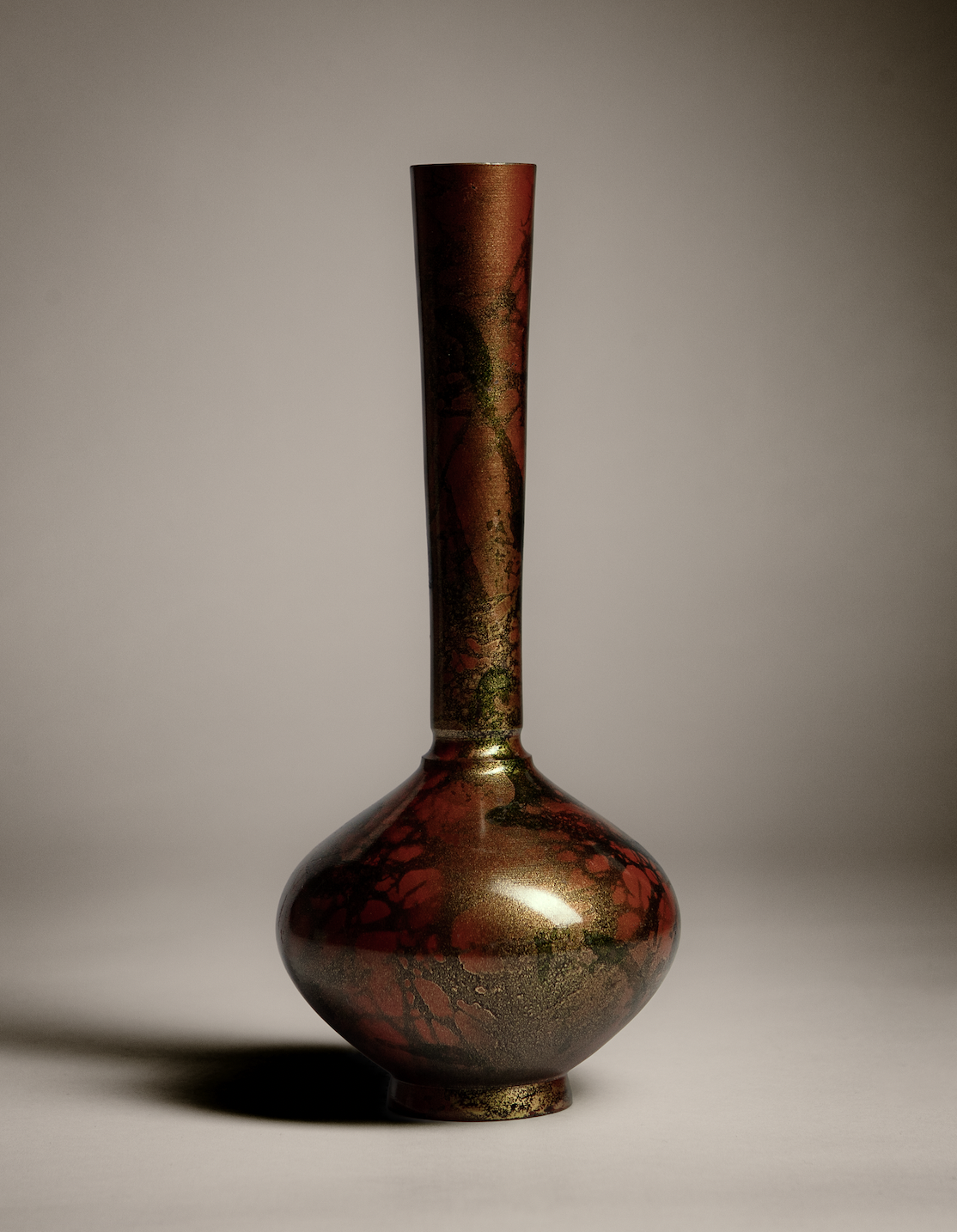 japan, Showa period, c. 1940, Patinated Bronze Flower Vase, Bronze