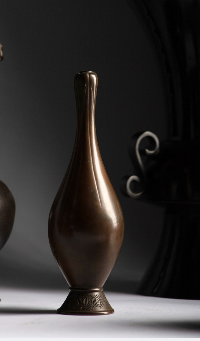 c. 1940, Japan, 20th century, Bronze Flower Vessel